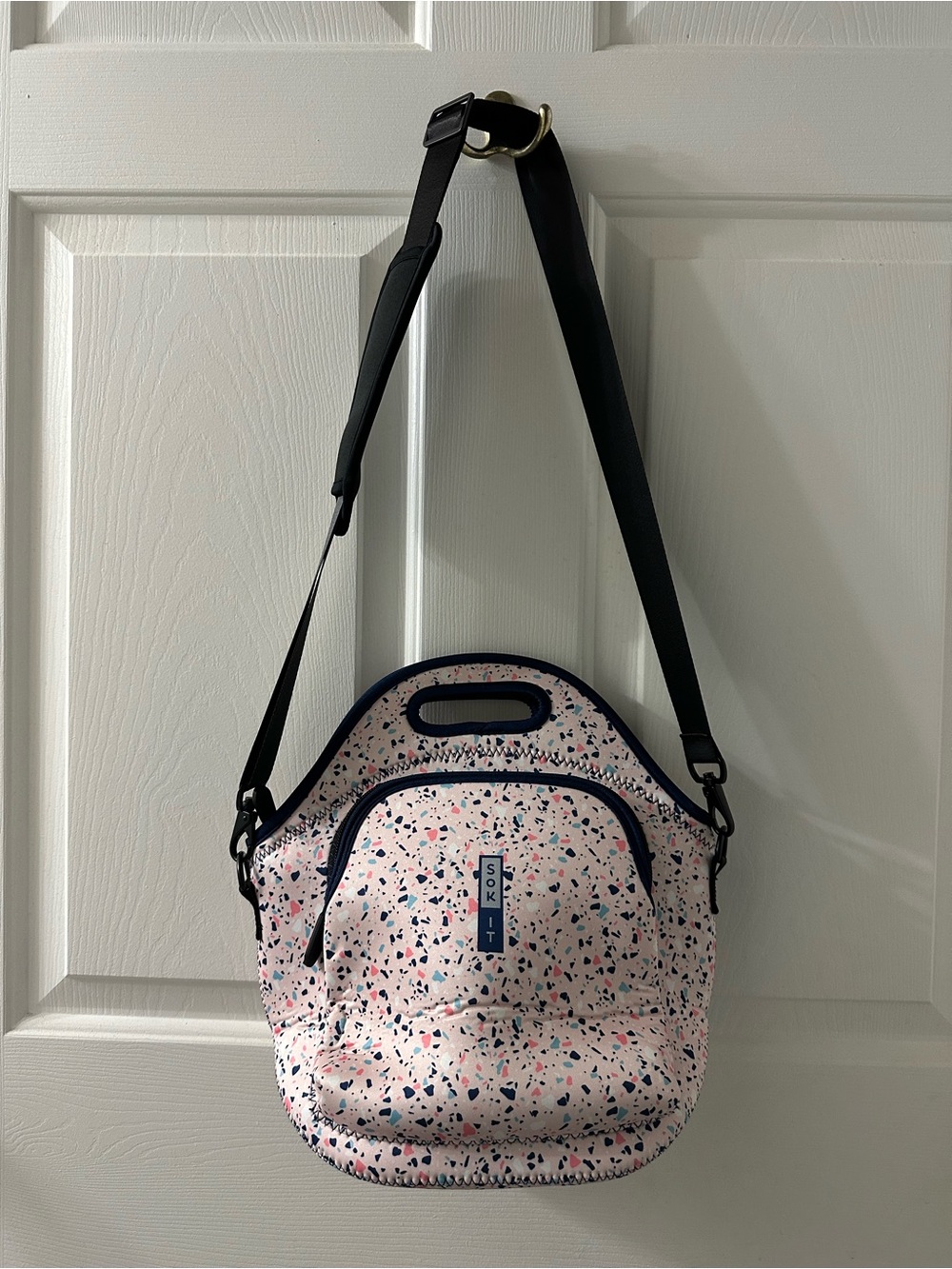 Sok-It Pink Confetti Neoprene Crossbody Lunch Tote